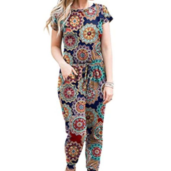 Womens Casual Jumpsuits with Pockets - Picture 2 of 5